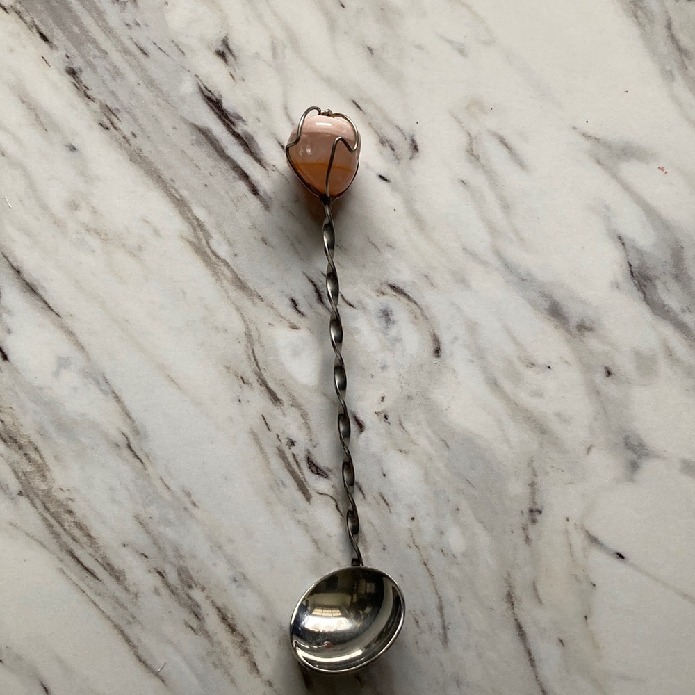 Vintage 1970 cocktail spoon the crystal is real and has been authenticated